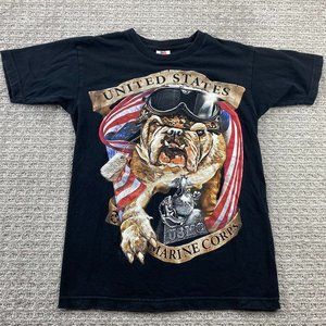 United States Marine Corps Shirt Women Small S Black Bulldog Graphic Print Tee